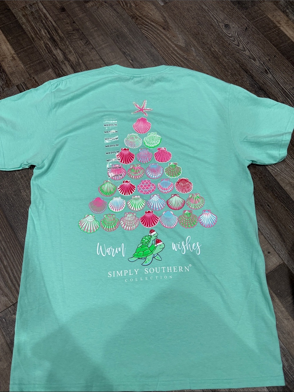 Simply Southern Mint Green Short Sleeve Tee with Shell Tree Graphic